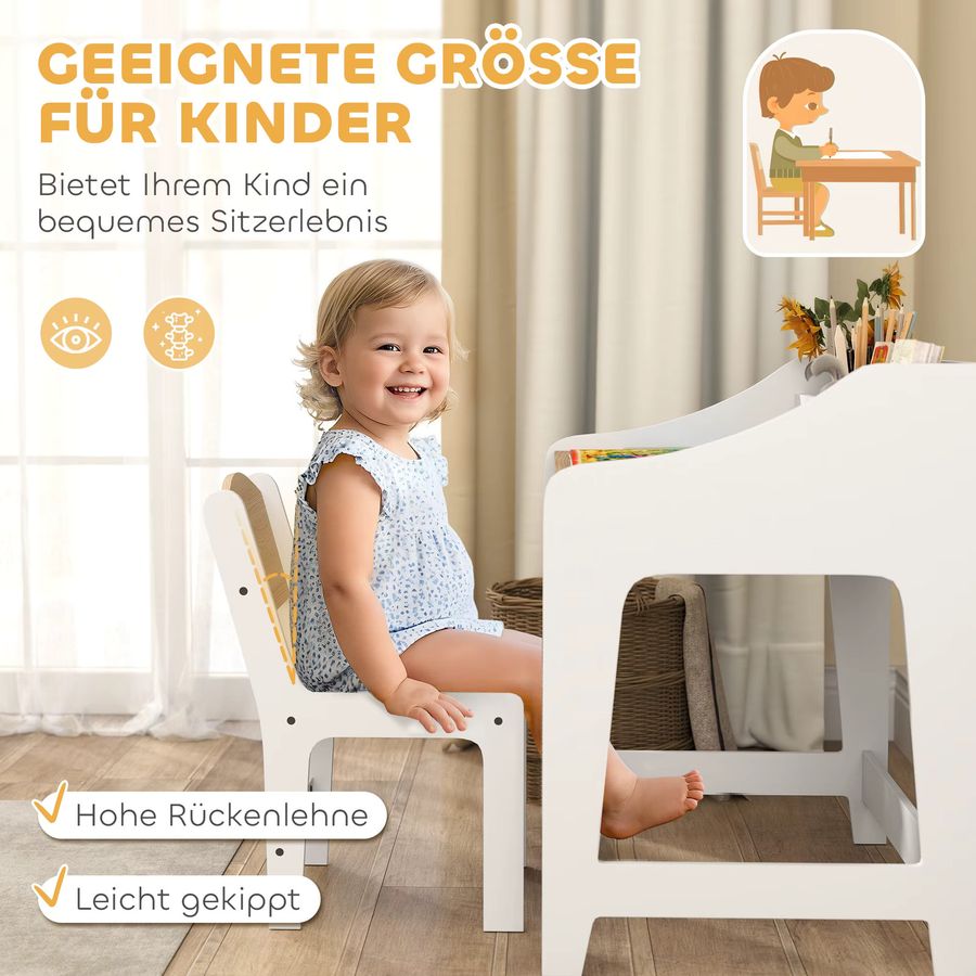 AIYAPLAY Kinderschreibtisch Set mit Schreibtisch, Stuhl und 5 Fächern - Bild 3