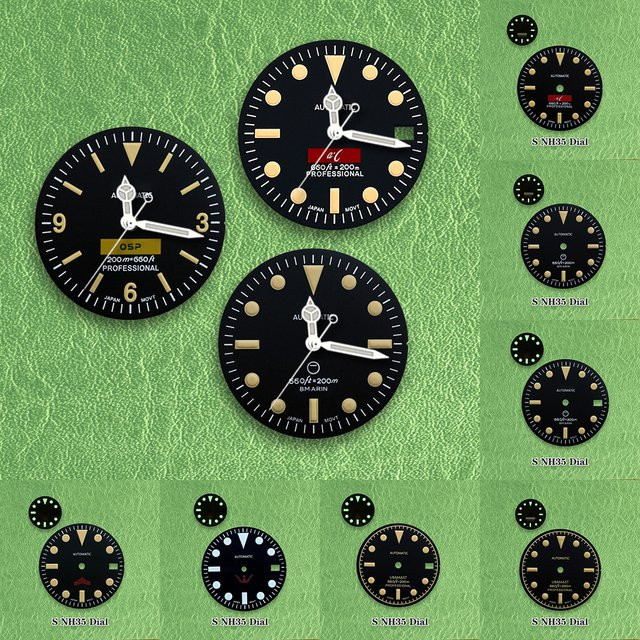 Zifferblatt S-Logo-Zifferblatt, Schwarz, Retro Matt, 28,5 mm, Vintage - Bild 1