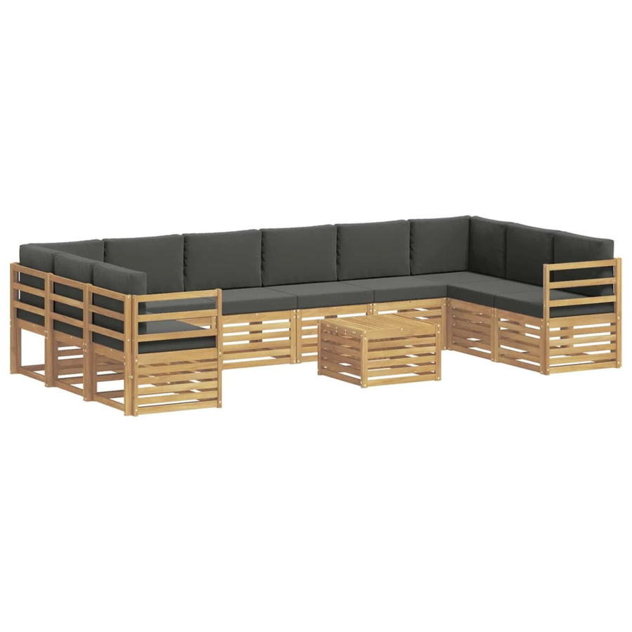 vidaXL Outdoor-Sofagarnitur 8-teilig in L-Form aus Akazienholz mit Polstern, Weiß und Anthrazit, B/T/H: 59 x 59 x 37 cm - Bild 2
