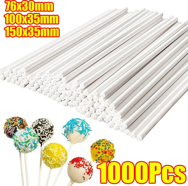Weiße Papier-Lollipop-Sticks für DIY-Desserts, Kuchen-Pops, Schokolade und Kekse, 100 Stück - Bild 1