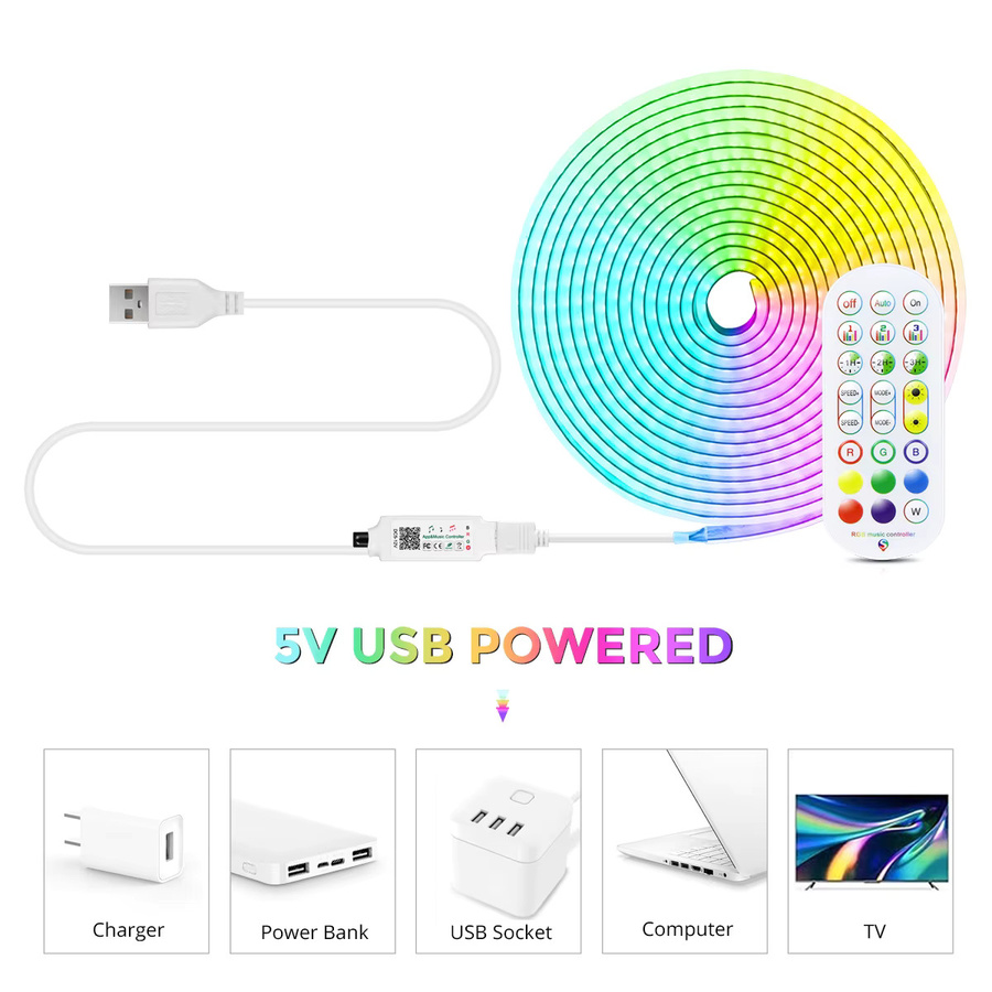 Rybakov Bluetooth RGB COB LED Streifen mit Fernbedienung und Dimmfunktion für TV Hintergrundbeleuchtung, Multicolour, 240 cm - Bild 2
