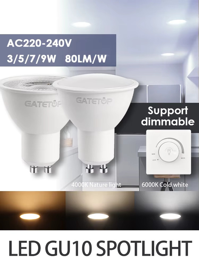 Dimmbare GU10 LED Strahler 220V in Weiß als Ersatz für 50W Halogenlampen mit wählbarer Farbtemperatur (3000K, 4000K, 6000K) - Bild 4