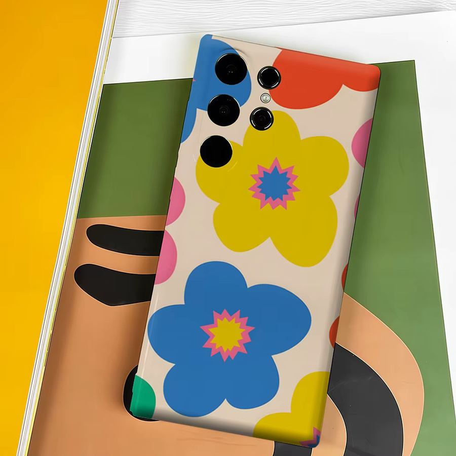 Stoßfeste Handyhülle im Retro Pop Blumen Design für Samsung Galaxy S26 S25 S24 S23 Ultra Plus, robuste Doppelschicht Rückabdeckung, Mehrfarbig - Bild 4