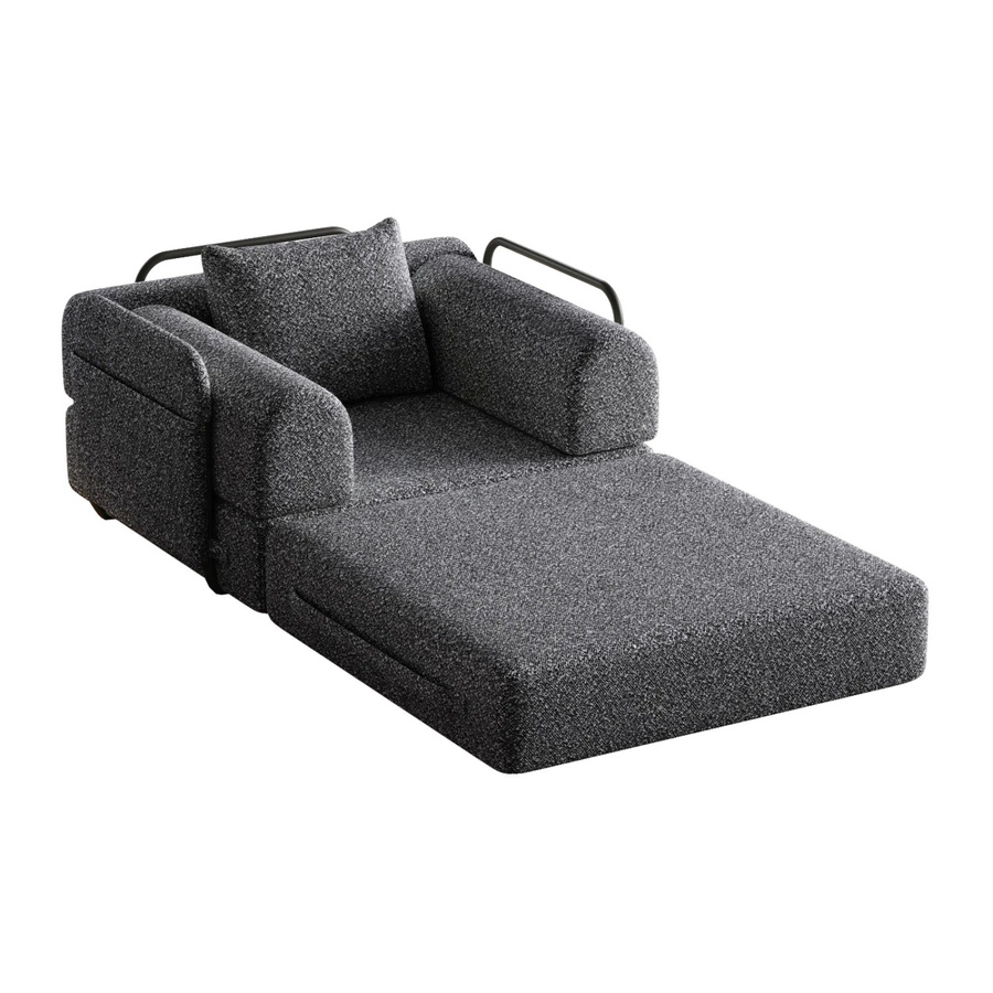 PXloue Schlafsofa 2 in 1 mit Bettfunktion aus Chenille und Metallrahmen in Grau - Bild 2