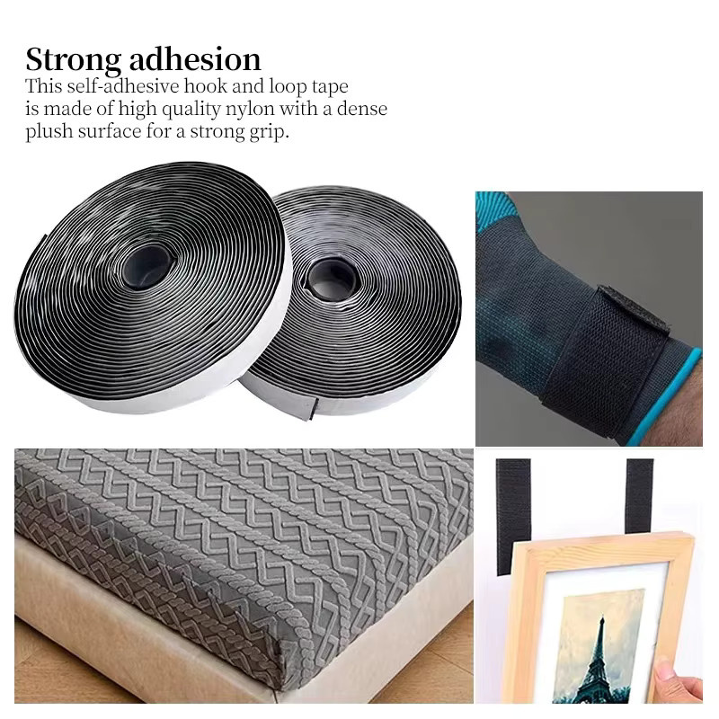 Selbstklebender Klettverschluss aus Nylon in Schwarz, 2 Rollen à 10 m Länge - Bild 4