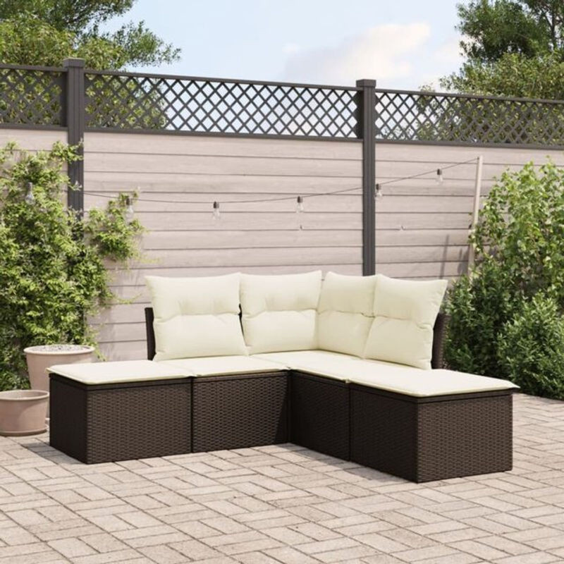 5-tlg. Garten-Sofagarnitur mit Kissen aus Polyrattan in Braun von Vidaxl Loungemöbel - Bild 1