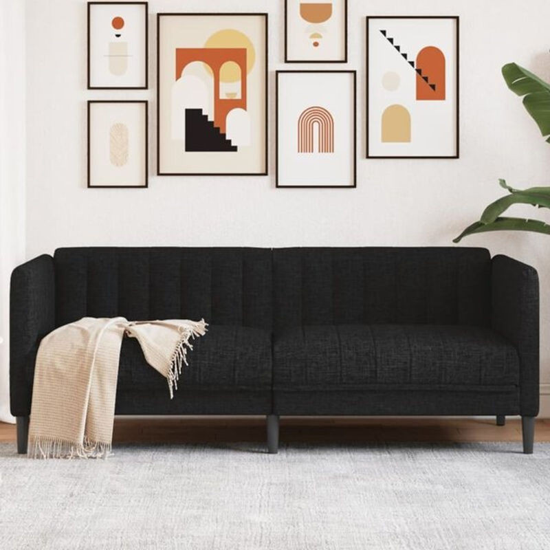 Modernes 2-Sitzer Sofa von vidaxl in Schwarz aus Stoff und Polyester, B/T/H: 176 x 76,5 x 74,5 cm - Bild 1
