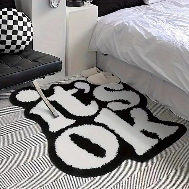 Moderner Kunst-Teppich in Grau mit abstraktem Design, rutschfest und speziell geformt, Breite: 40 cm, Tiefe: 60 cm - Bild 1