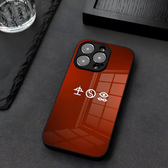 Handyhülle mit Bad Omens Design aus Glas für iPhone 11 12 13 14 15 16 Pro Max Plus XS XR Mini in Rot - Bild 1