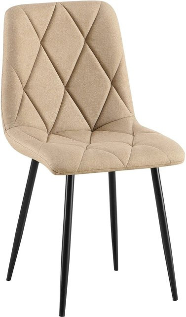 DELUKE Esszimmerstuhl DOFAR in Taupe mit Steppmuster aus Stoff und Metallgestell, B/T/H: 45 x 55 x 85 cm - Bild 1