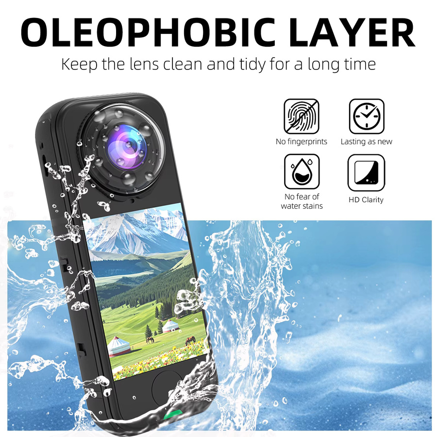 Insta360 X4 Air Linsenschutz aus gehärtetem Glas in Transparent mit HD-klarer Anti-Fingerabdruck-Beschichtung - Bild 4