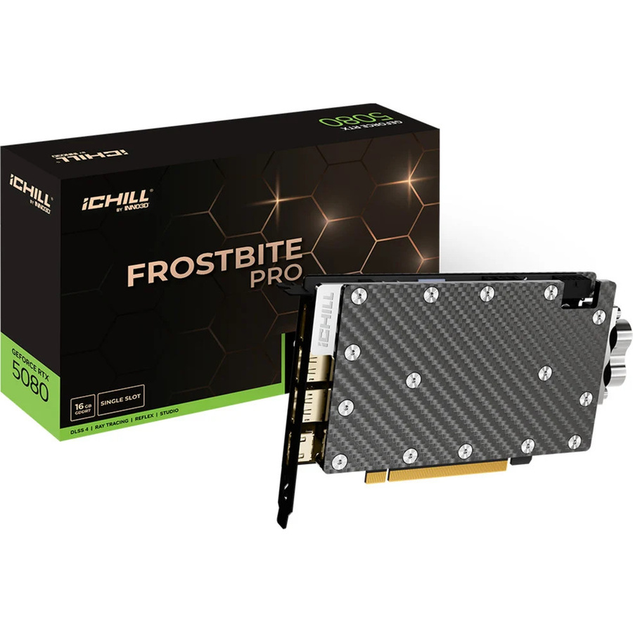 INNO3D GeForce RTX 5080 ICHILL FROSTBITE PRO Grafikkarte in Schwarz mit DisplayPort und HDMI - Bild 1