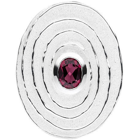 Colfem Anhänger oval, 925 Sterling Silber, matt, Rhodolith rot, Unisex - Bild 1