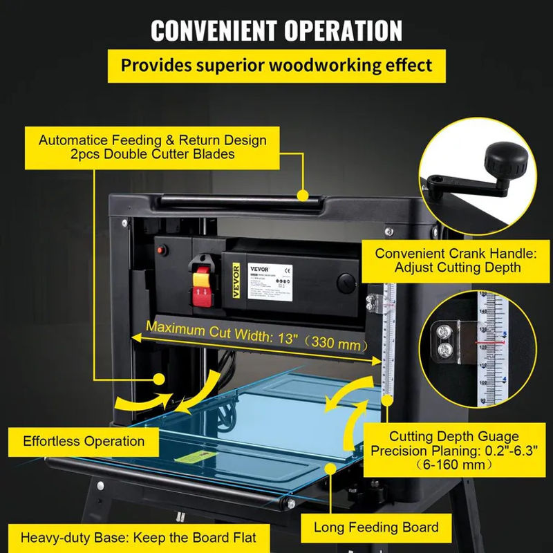 Buying Solutions MB Dickenhobel 13-Zoll Werkstatt-Hobel in Schwarz mit 2000W und 8000 U/min - Bild 10
