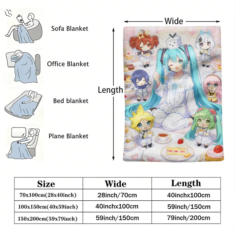 Hatsune Miku Flanell-Fleeceblanke in Multicolour für Anime-Fans - Bild 2