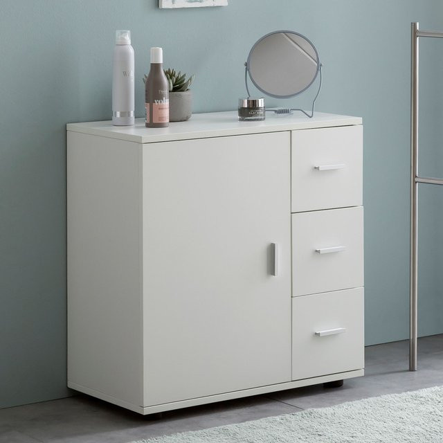 FineBuy Badschrank Midischrank in Weiß Matt als freistehende Kommode für dein Badezimmer B/T/H: 33,0 x 60,0 x 65,5 cm - Bild 1