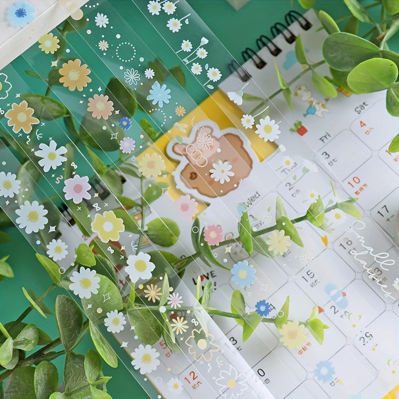 5 Rollen transparente Dekoklebebänder mit Gänseblümchen-Muster für DIY Scrapbooking von SZwatch - Bild 2