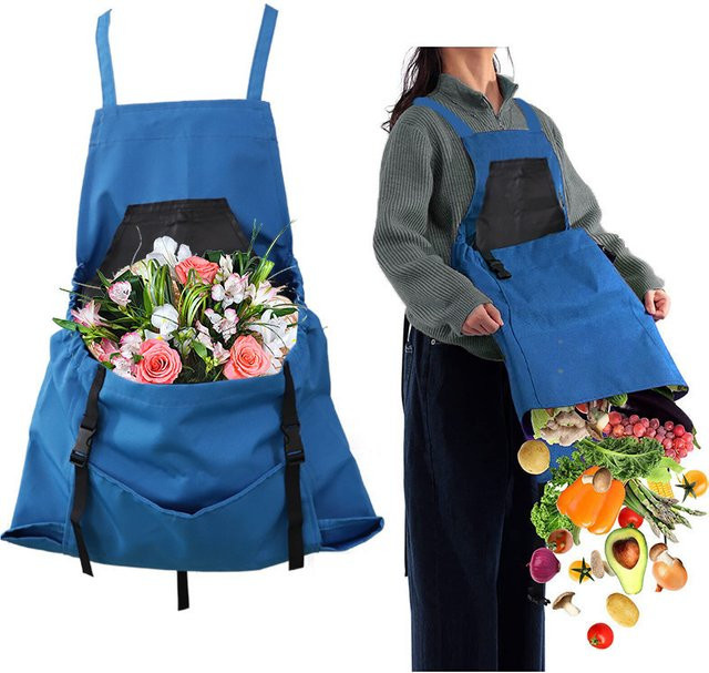 Outdoor Ernteschürze mit Schnellverschluss als Werkzeugschürze und Rucksack für die Gartenarbeit in Rot oder Blau - Bild 1