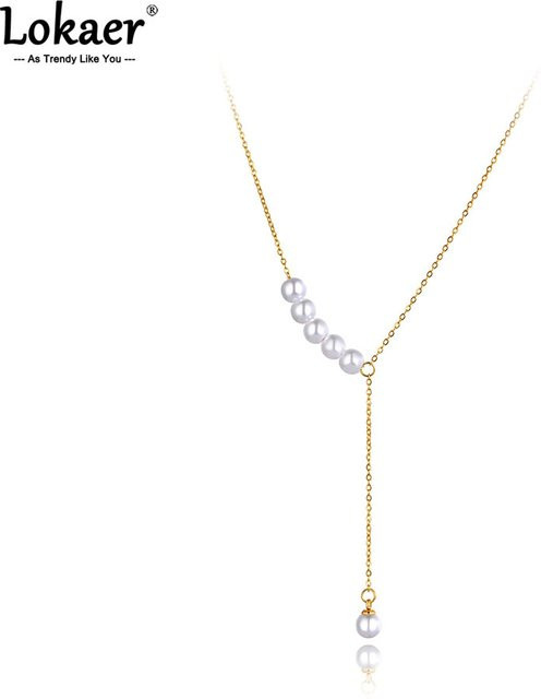 Lokaer Choker Halskette, Edelstahl, weiße Perle, Damen - Bild 1