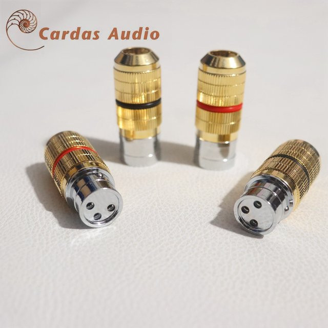 Cardas Audio Rhodinierter XLR-Stecker und XLR-Buchse, 3-poliger symmetrischer HiFi-Audiokabel-Anschluss aus reinem Kupfer, Gold beschichtet - Bild 1