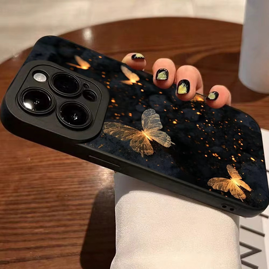 Handyhülle mit Nachtschmetterlingsmuster und Angel Eyes für Apple iPhone 17 16 15 Pro Max Plus Serie in Schwarz - Bild 5