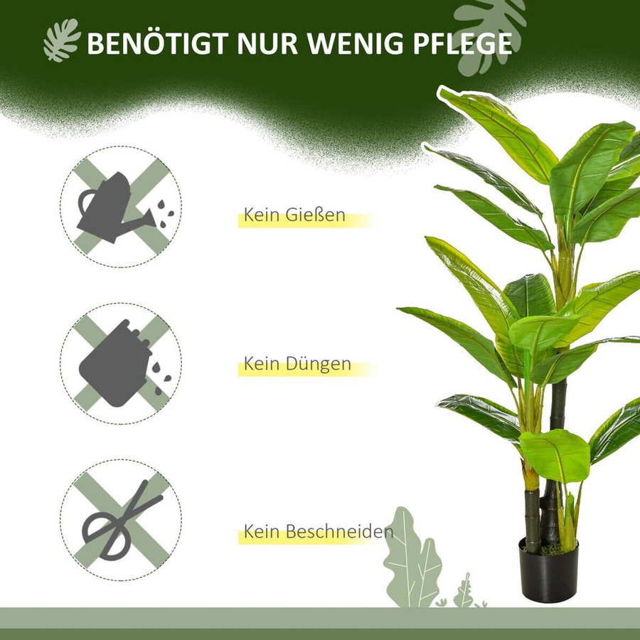 HOMCOM Künstliche Pflanze Grün mit Kunststofftopf, H: 150 cm, B: 17 cm, T: 17 cm - Bild 4