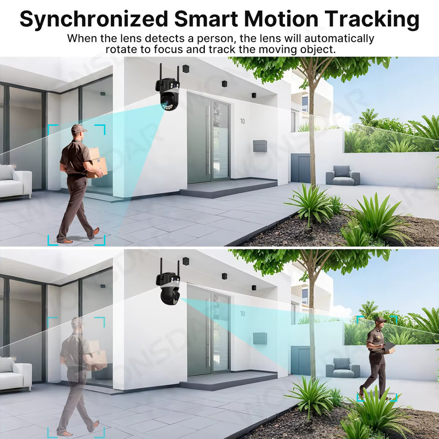 WONSDAR WiFi IP Outdoor Überwachungskamera mit 2,4 GHz & 5 GHz, PTZ Sicherheitsschutz mit Auto Tracking und Nachtsicht, iCsee CCTV Kamera - Bild 6