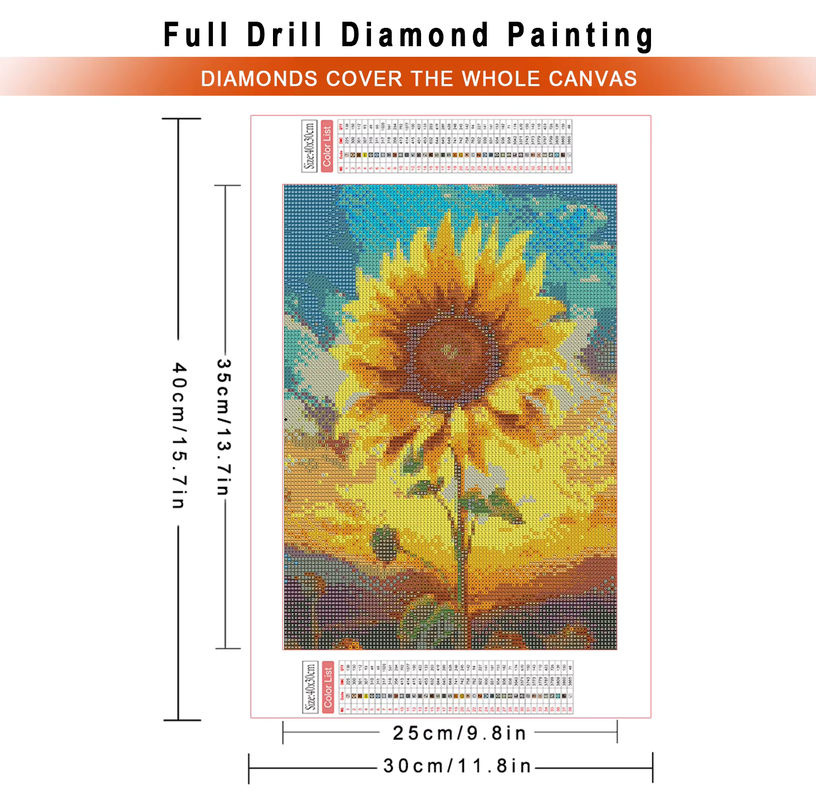 AZQSD Diamant-Malerei-Set Sonnenblumen in Gelb mit runden Strasssteinen für 5D-Diamant-Kreuzstich und Wanddekoration - Bild 3