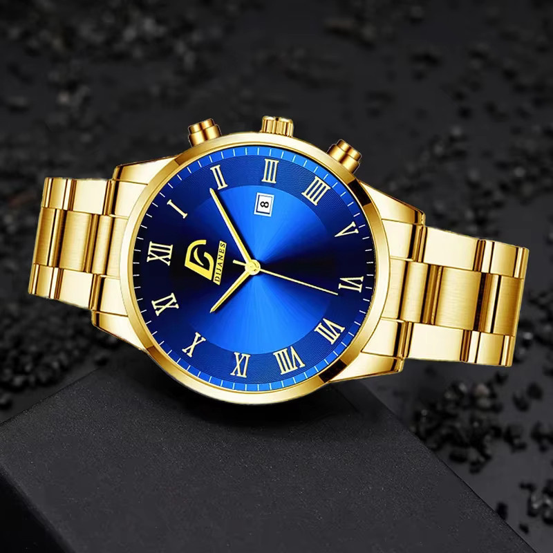 DEYROS Armbanduhr Edelstahl, Gold, Quarz, Herren, Datum - Bild 2