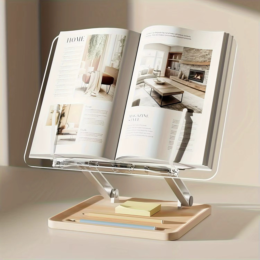 Verstellbarer Leseständer aus Acryl in Transparent und Gelb – Mehrwinkel-Desktop-Halter für Bücher, Tablets, Laptops und Schreibtafeln - Bild 3