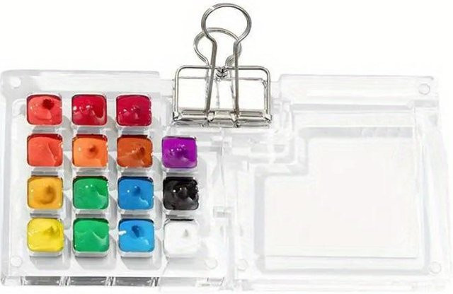 XYKK01 Acryl-Mini-Aquarellpalette aus Kunststoff mit 8 oder 15 Gittern, tragbarer Farbkasten in Transparent und Multicolour für Künstler - Bild 1
