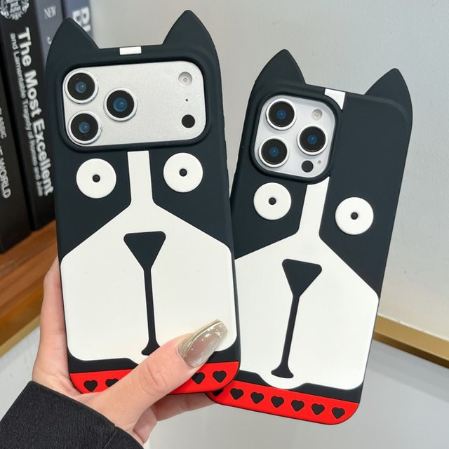 Apple iPhone Schutzhülle aus weichem Silikon mit 3D Liebesherz-Welpen-Design und großem Kameralinsenrahmen für iPhone 17 Pro Max, 16, 15, 14, 13 Pro Max - Bild 1