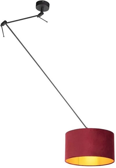 QAZQA Hängelampe mit Veloursschirm in Berry Red Rot und Gold, dimmbar, E27, Durchmesser: 35 cm - Bild 1