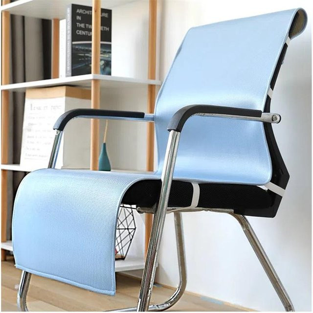 Sommer Eis Seide Kühlkissen Stuhlauflage für Büro und langes Sitzen, Kühlmatte für heißes Wetter, Farbe: Blau, B/H: 40 x 130 cm - Bild 1