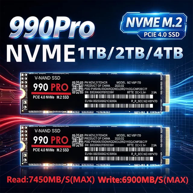 Samsung 990 PRO M.2 NVMe SSD PCIe Gen4 Hochleistungs-Interne Solid-State-Festplatte Schwarz - Bild 1
