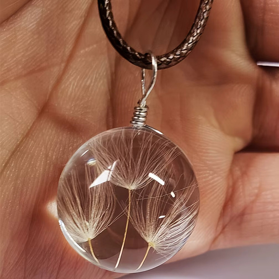HJUEY Halskette mit Löwenzahn-Anhänger, Silber, Unisex - Bild 3