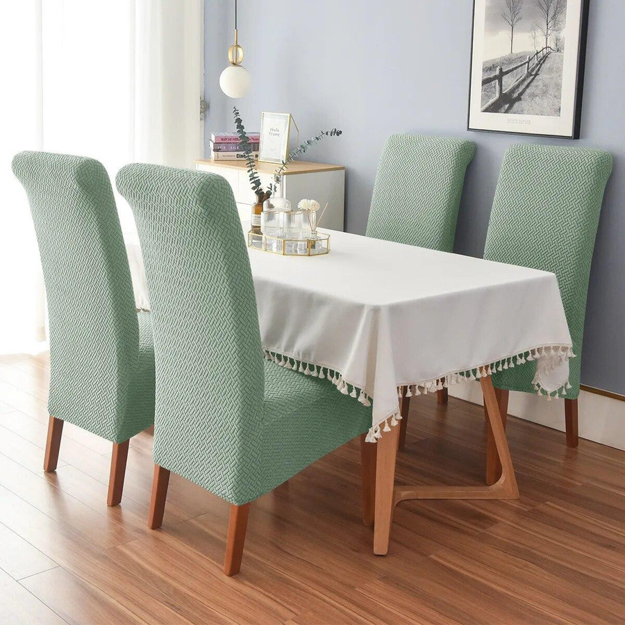 Universeller Stretch-Stuhlbezug aus Jacquard mit hoher Rückenlehne für Esszimmer und Hotels, XL Größe (60-75 cm), waschbar - Bild 2