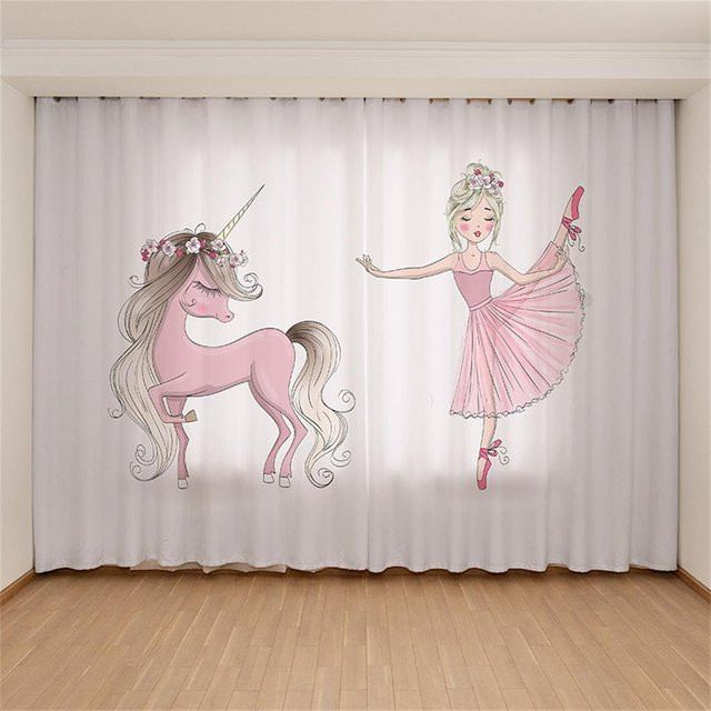 Yiran Furniture Vorhang Set mit Stern Mond Ballett Tanzendes Mädchen Digitaldruck in Rosa, 2 Stück, Breite: 60 cm, Höhe: 150 cm - Bild 1