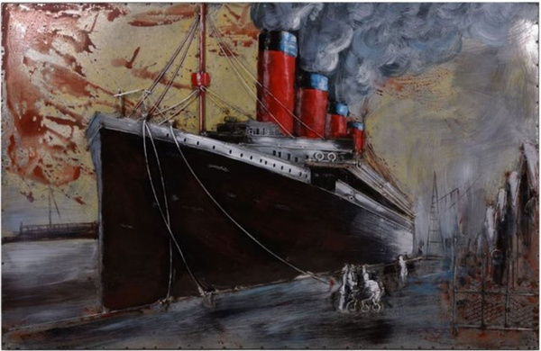 Harms Import & Vertriebs GmbH & Co. KG 3D Metallbild Schiff im maritimen Vintage-Design, mehrfarbig