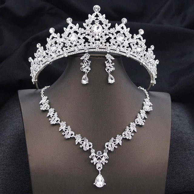 YIRAN Jewelry Schmuck-Set, Messing, Kristall, Weiß, Damen - Bild 1