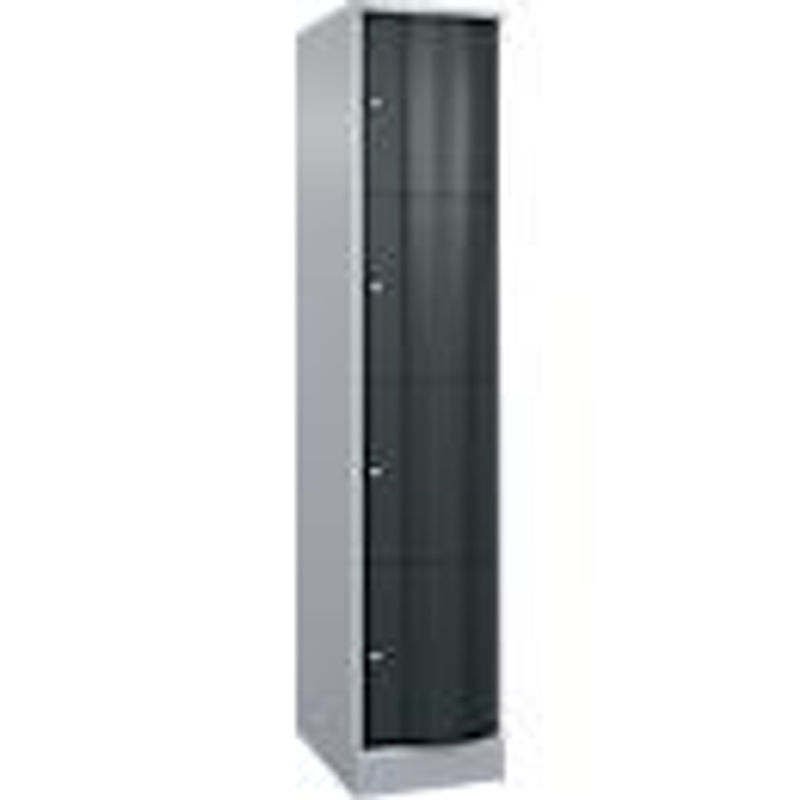 C+P Schließfachschrank Resisto mit 4 Fächern und Schloss, Weißaluminium/Anthrazitgrau, B/T/H: 39,6 x 64,0 x 195,0 cm - Bild 2