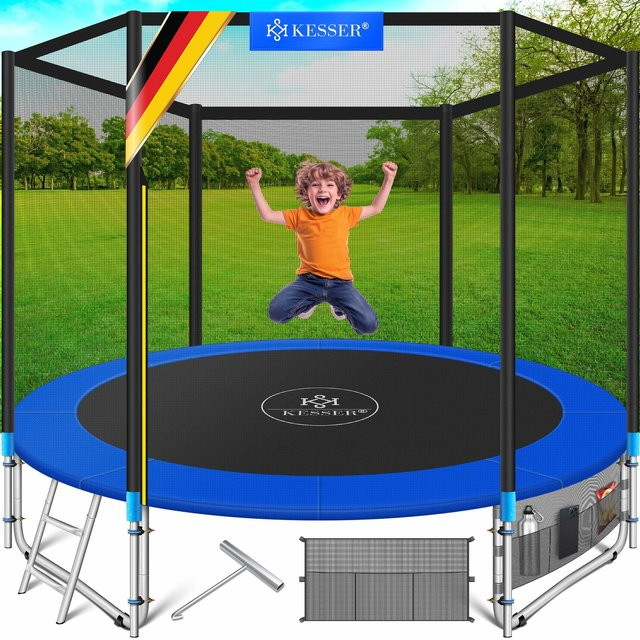 KESSER Trampolin Komplettset mit Sicherheitsnetz, Leiter und Randabdeckung, Belastbarkeit 150 kg - Bild 1