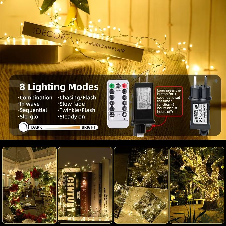 IEEYEEY LED Lichterkette Outdoor Feuerwerkskörper mit Kupferdraht für Hochzeit und Weihnachtsdekoration - Bild 3