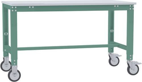 Manuflex AU7331.0001 Universal Arbeitstisch mobil mit Melaminplatte, höhenverstellbar, Grau/Grün, B: 125 cm, T: 80 cm, H: 75,2 - 97,2 cm - Bild 1