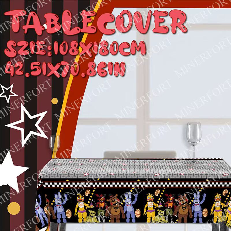 Five Nights at Freddy's Tischdecke im Cartoon-Design, Multicolor Party-Dekoration - Bild 6