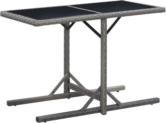 vidaXL Gartentisch aus Poly Rattan und Glas in Anthrazit, B/T/H: 110 x 53 x 72 cm - Bild 1