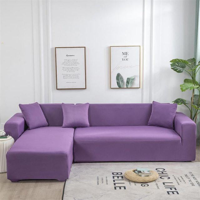 Elastischer Sofabezug von Your Warm Home in Lila für 1-Sitzer, L-förmige Chaiselongue-Schonbezug aus Polyester und Elastan, rutschfest und modern gestaltet - Bild 1