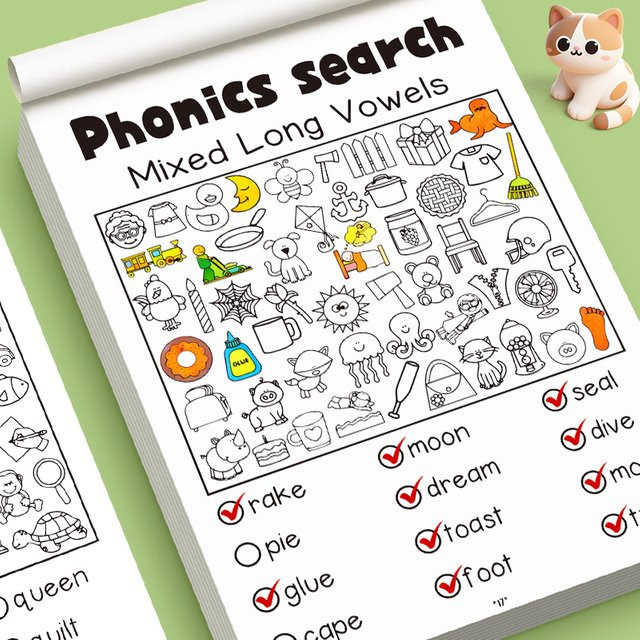 Interaktives Phonics-Übungs-Arbeitsbuch und Muster-Malbuch für Kinder in Mehrfarbig - Bild 1