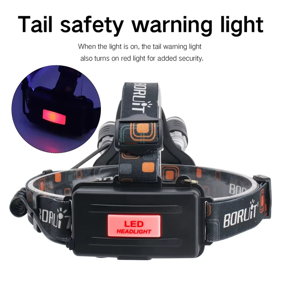 BORUiT RJ-3000 LED-Stirnlampe in Grün und Schwarz mit 3000 lm, wiederaufladbarer USB-Typ-C-Scheinwerfer, wasserdicht für Camping und Angeln - Bild 4