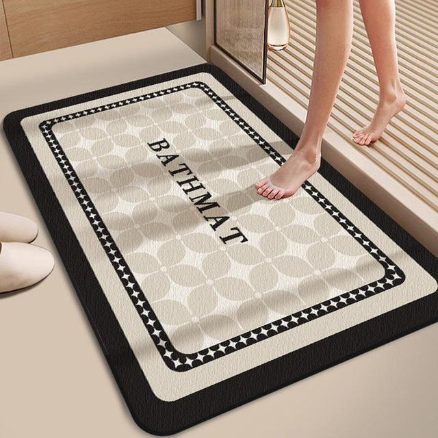 Yiran Furniture Badezimmer-Fußmatte aus Kieselalgen-Schlamm, wasserabsorbierend und rutschfest, beige, B/B: 80 x 120 cm - Bild 1